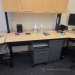 Blonde Height Adjustable Workstation Table w/ Overhead Storage
